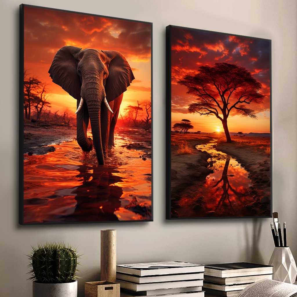 Quadro Duo Elefante Savana
