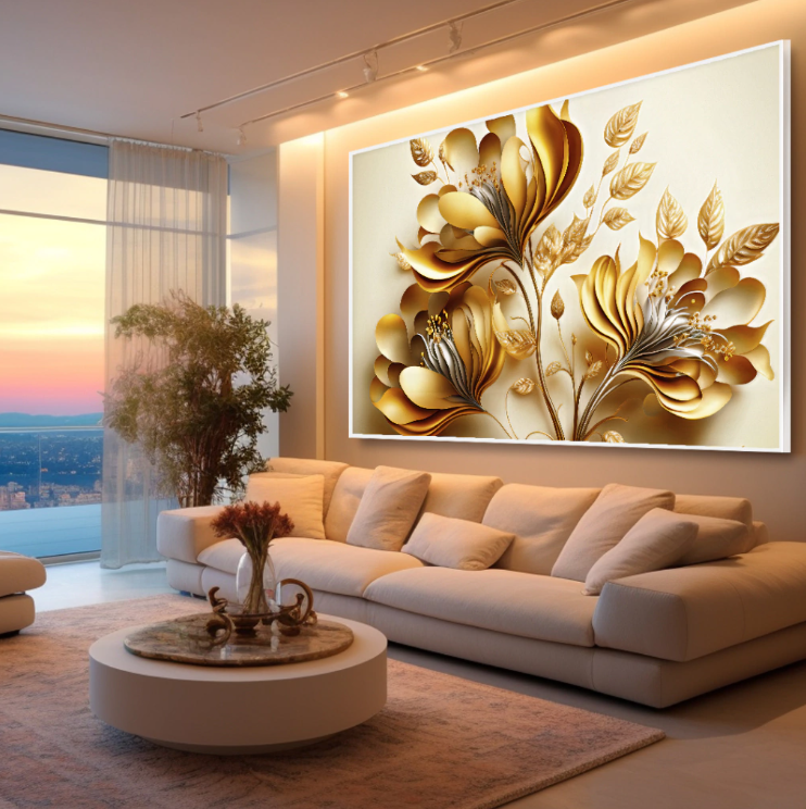 Quadro Flores Amarelo Ouro
