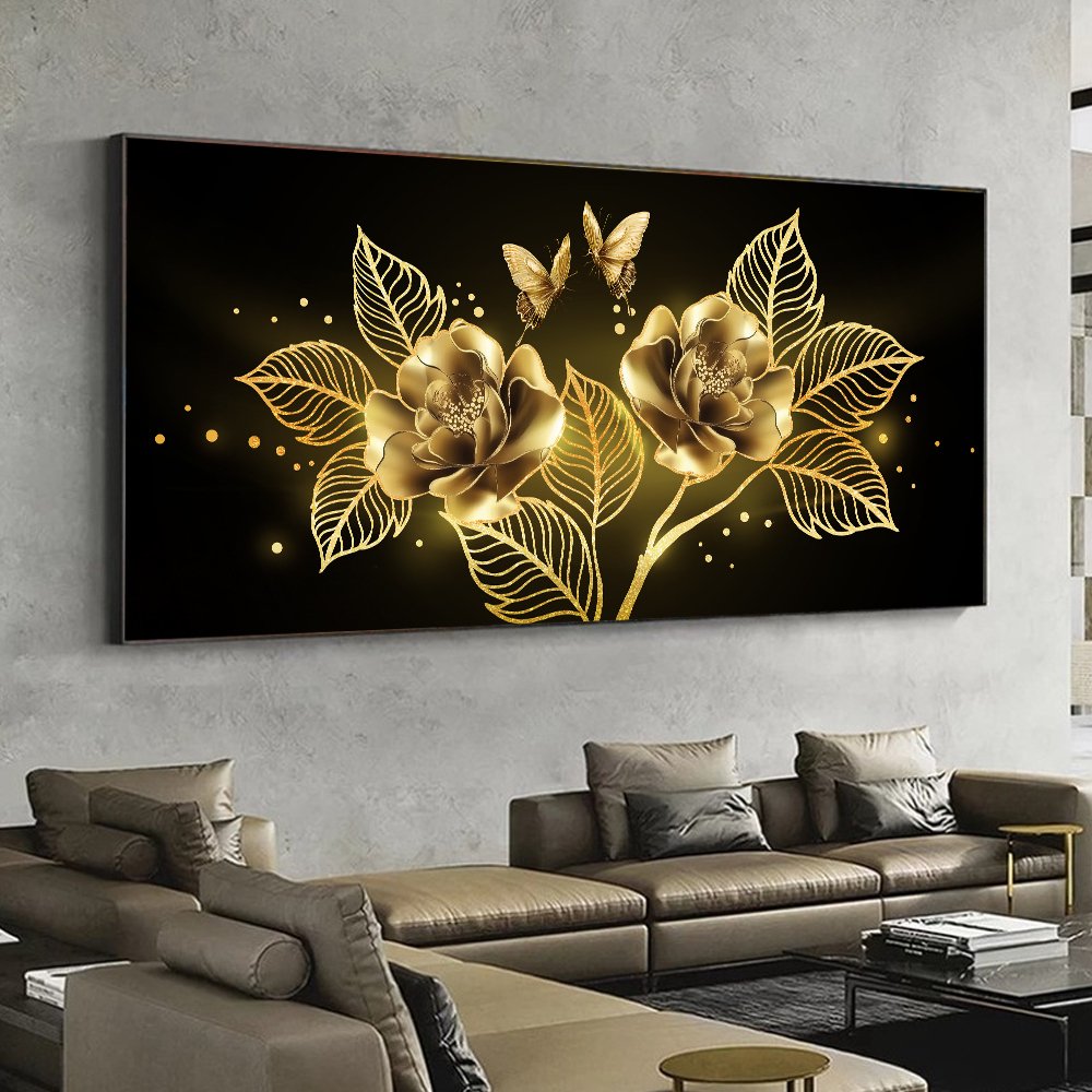 Quadro Flores Douradas